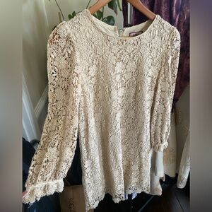 Juicy Couture Cream Floral Lace Long Sleeve Dress Size 2 Romantic Cottagecore